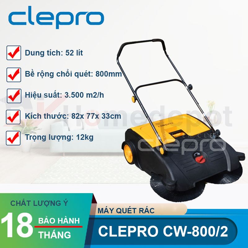Máy quét đường đẩy tay Clepro CW-800/2
