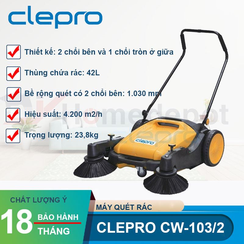 Máy quét rác đẩy tay Clepro CW-103/2