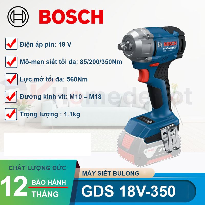 Máy siết bu lông dùng pin Bosch GDS 18V-350 18V