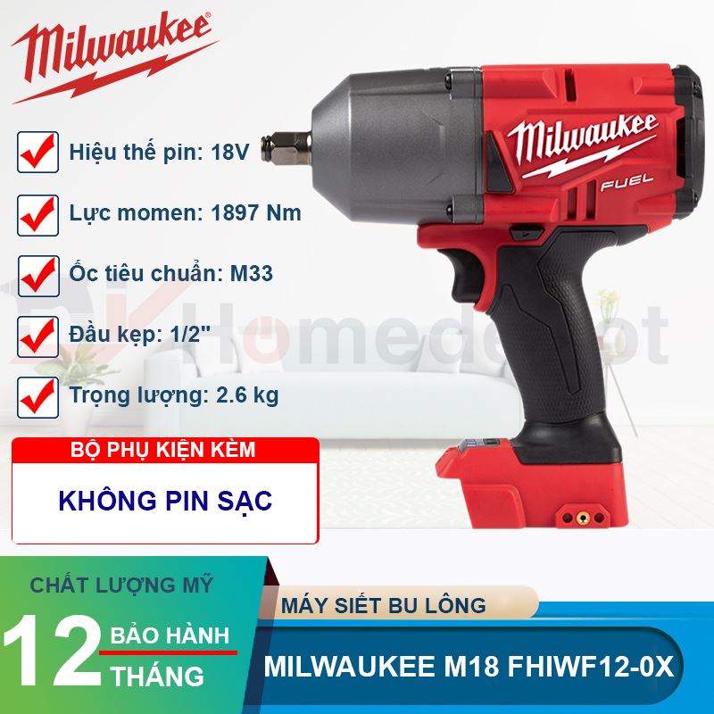 Máy siết bu lông Milwaukee M18 FHIWF12-0X