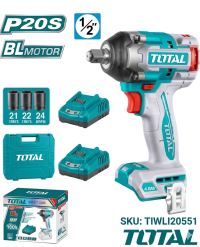 Máy Siết Buloong Không Chổi Than Dùng Pin 20V Total TIWLI20551 (Thân Máy/Solo) - Hàng Chính Hãng