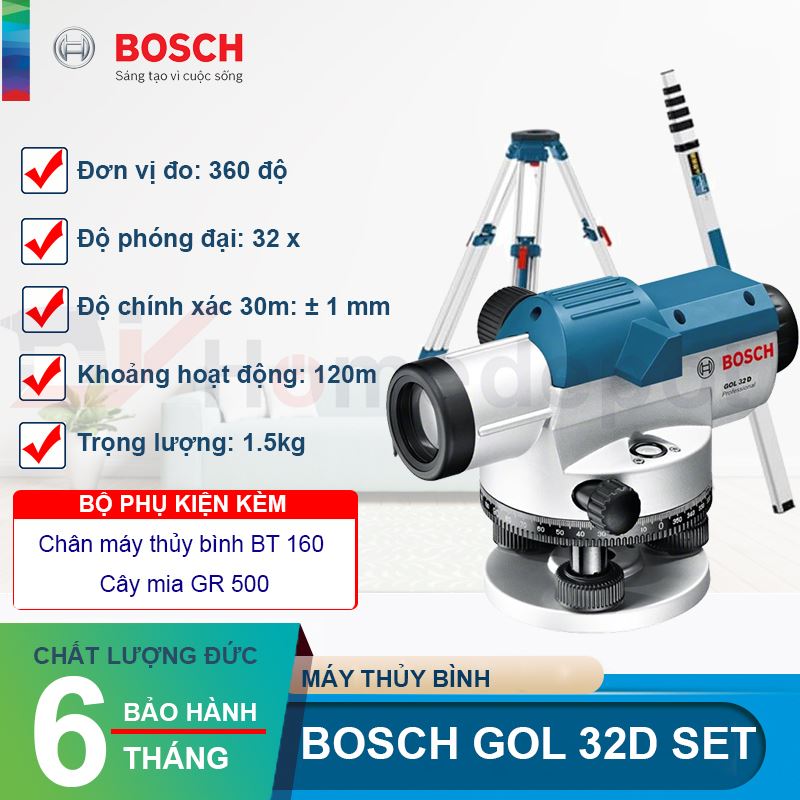 Máy thủy bình Bosch GOL 32D + BT 160 + GR 500