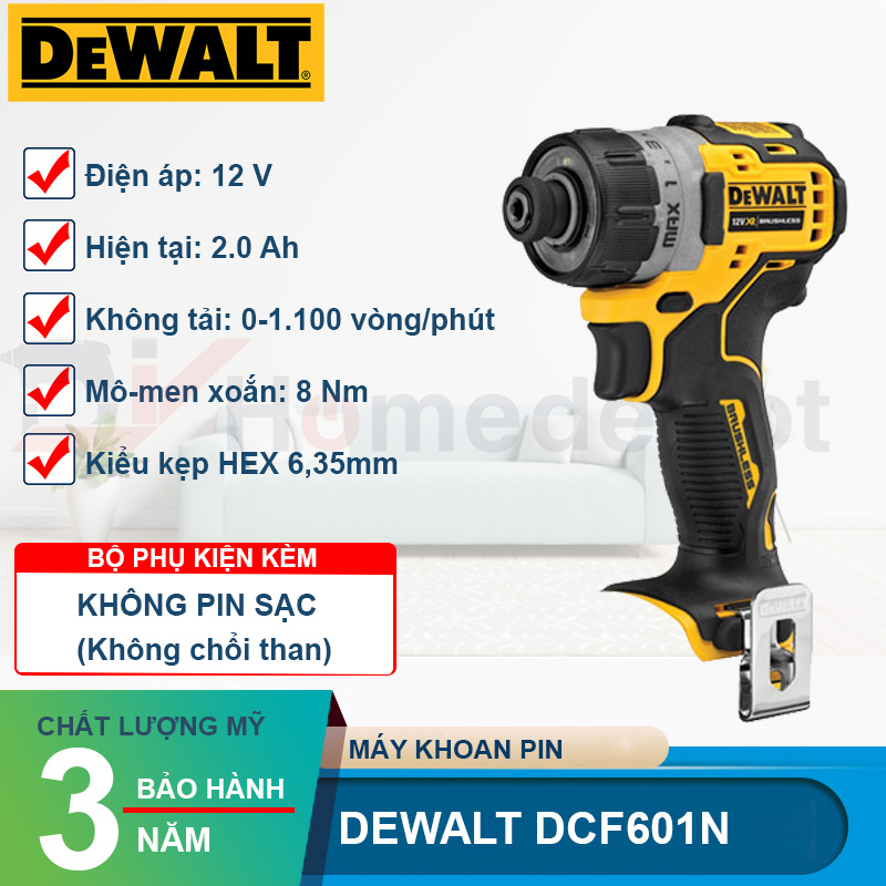 Máy vặn vít pin 12V Dewalt DCF601N/D1/D2