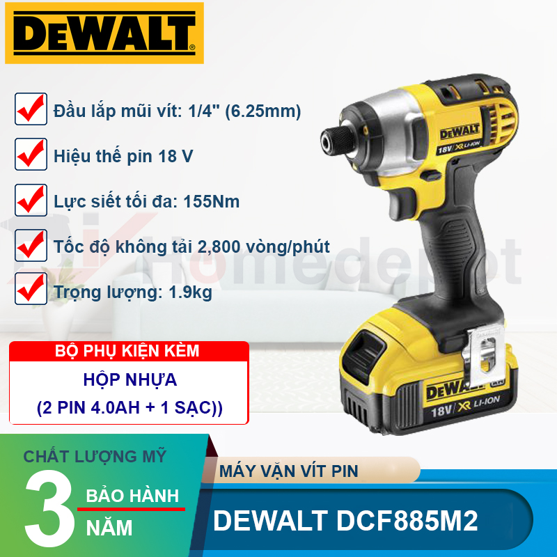 Máy vặn vít động lực pin Dewalt DCF885M2/D2/N