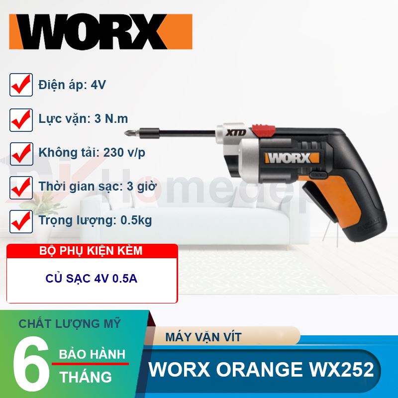 Máy vặn vít dùng pin 4V Worx Orange WX252