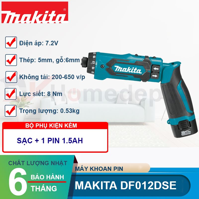 Máy vặn vít dùng pin Makita DF012DSE 7.2V