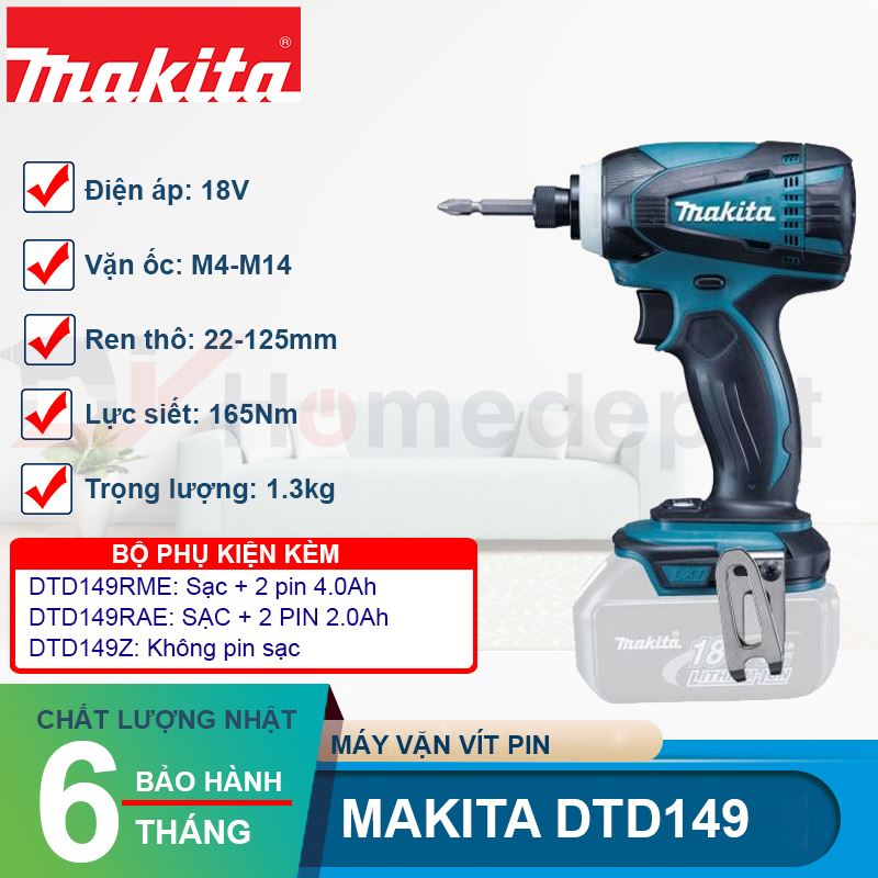 Máy vặn vít dùng pin Makita DTD149 18V