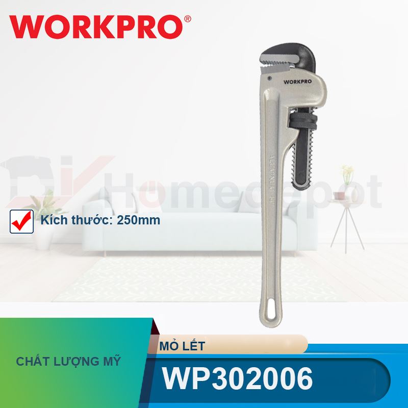 Mỏ lết bằng nhôm (Cờ lê điều chỉnh được), kích thước 250mm (10 inches) Workpro - WP302006