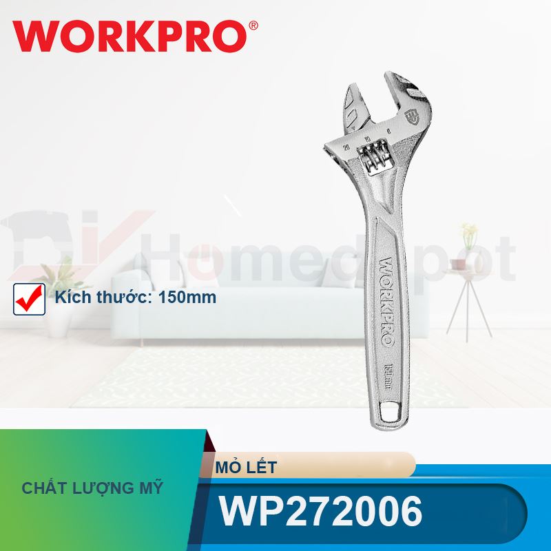 Mỏ lết (Cờ lê điều chỉnh được) 6 inch 150mm Workpro - WP272006