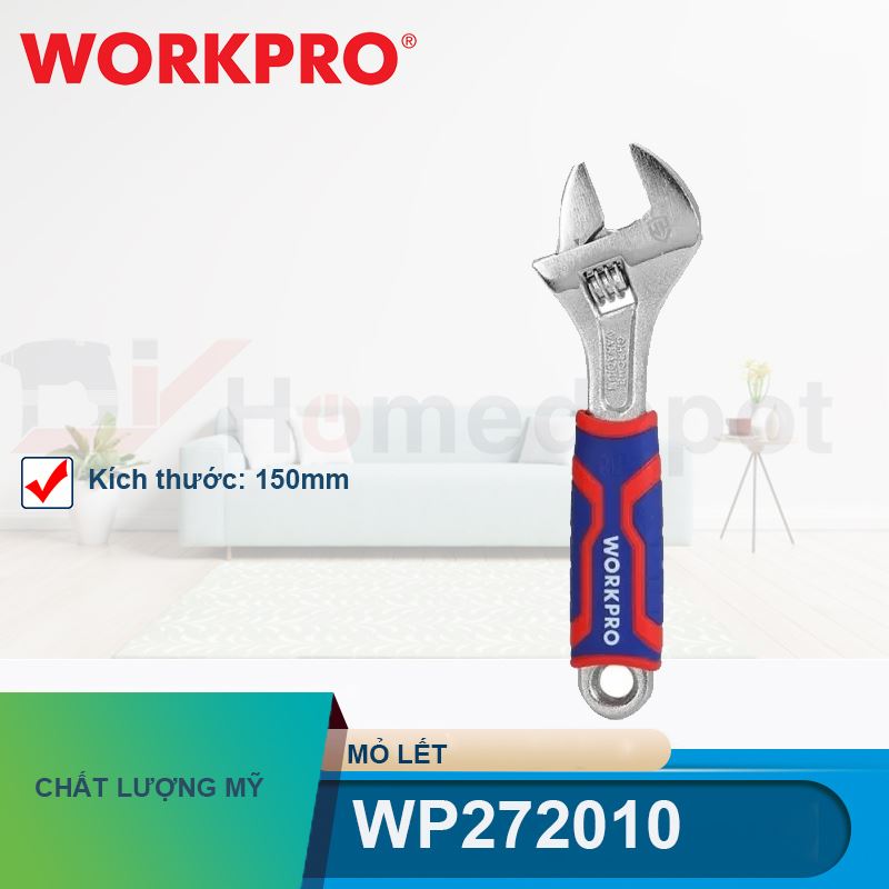 Mỏ lết (Cờ lê điều chỉnh được) thép CR-V cán nhựa 6 inch 150mm Workpro - WP272010