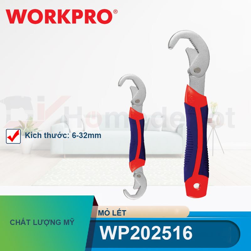 Mỏ lết đa năng bộ 2 cái size 6-32mm Workpro - WP202516