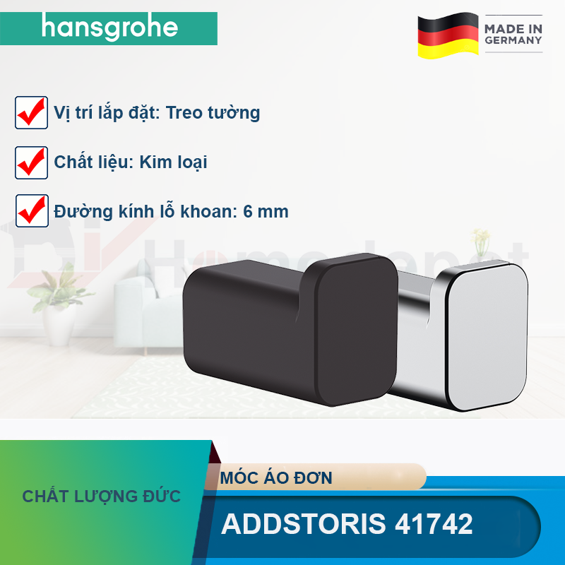 Móc áo đơn HANSGROHE AddStoris 41742