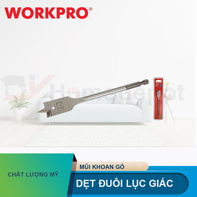 Mũi khoan gỗ dẹt chui lục giác Workpro