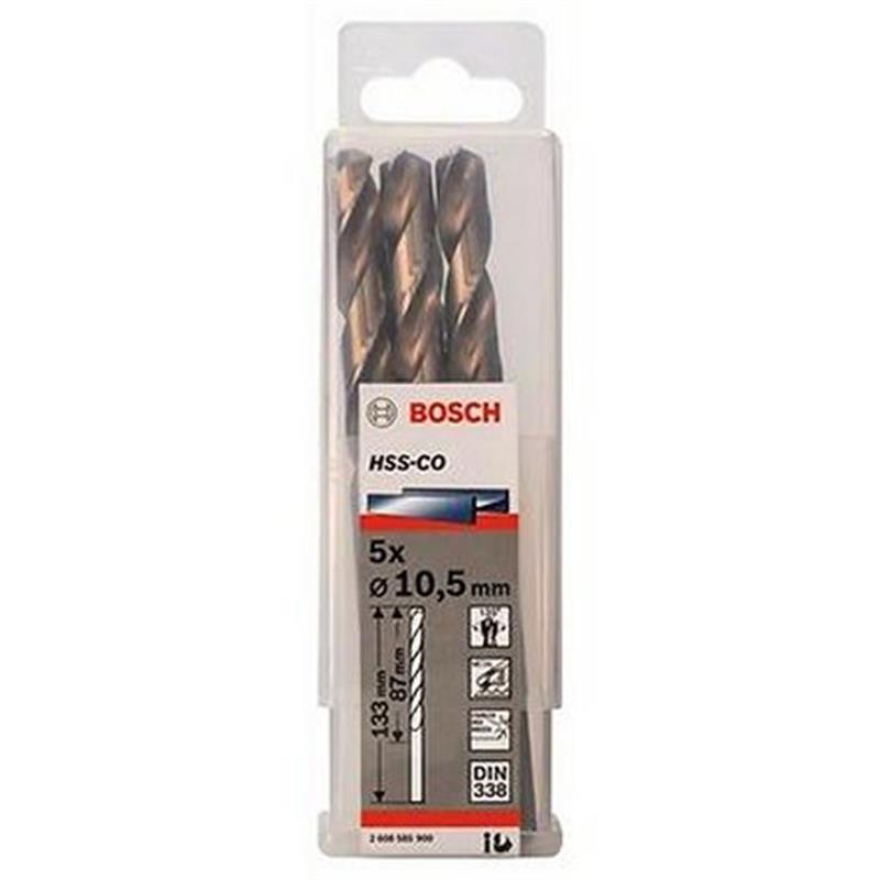 Hộp 5 Mũi khoan sắt và inox HSS-Co Bosch 10.5mm 2608585900