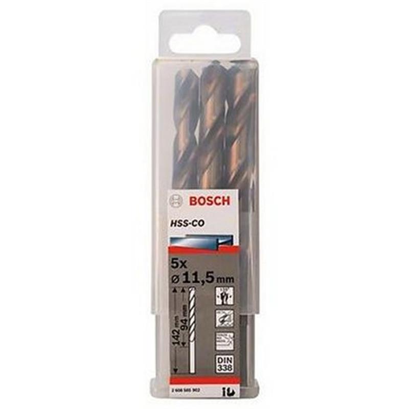 Hộp 5 Mũi khoan sắt và inox HSS-Co Bosch 11.5mm 2608585902