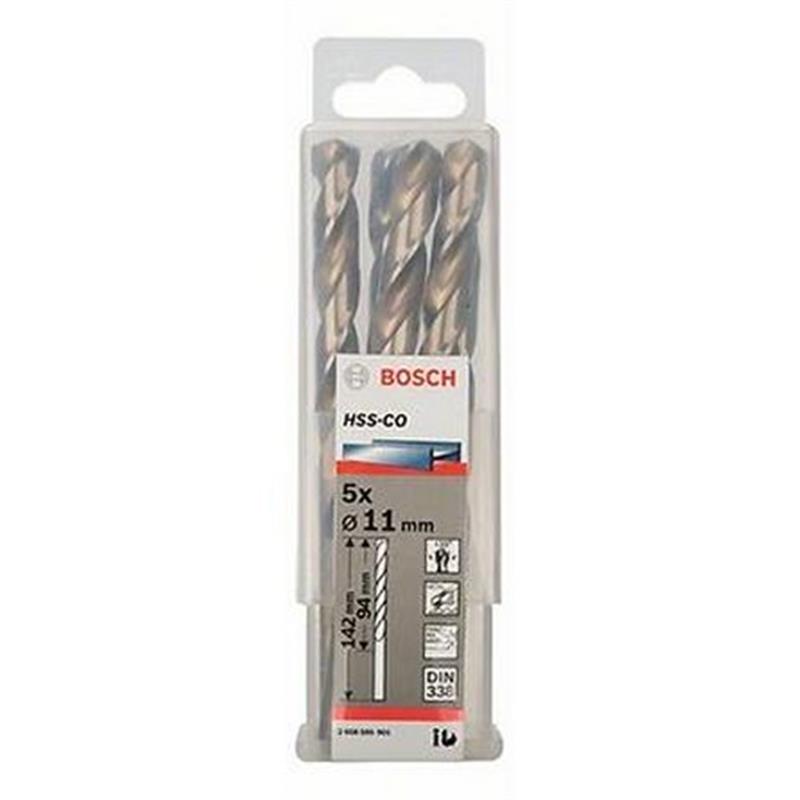 Hộp 5 Mũi khoan sắt và inox HSS-Co Bosch 11mm 2608585901