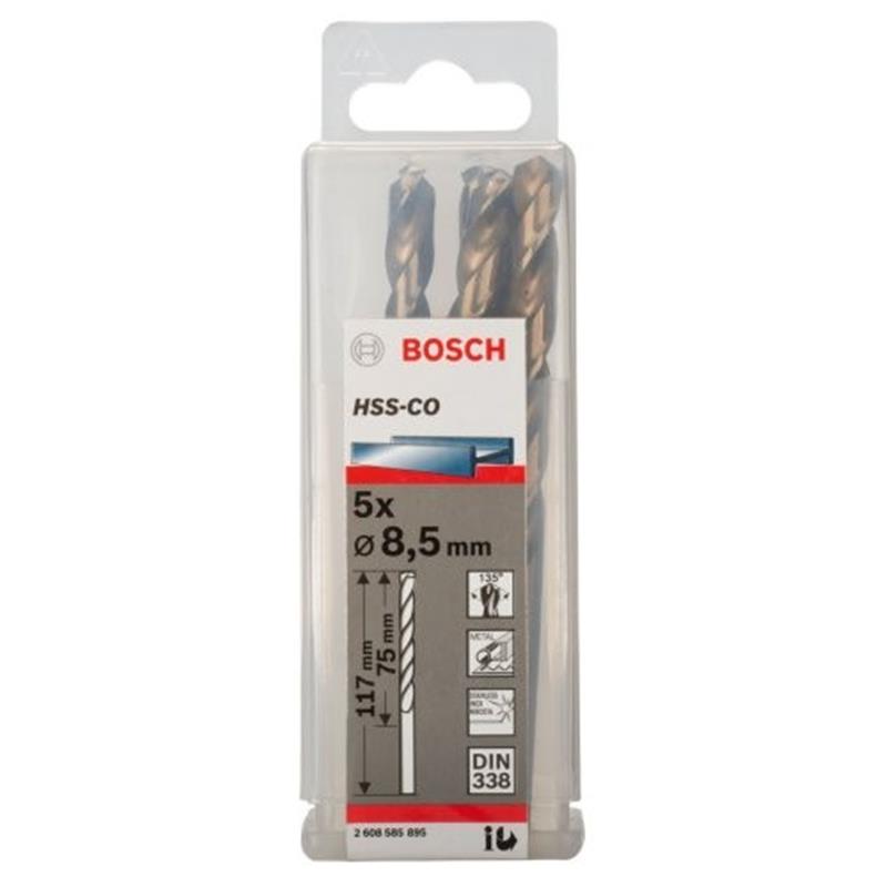 Hộp 5 Mũi khoan sắt và inox HSS-Co Bosch 8.5mm 2608585895