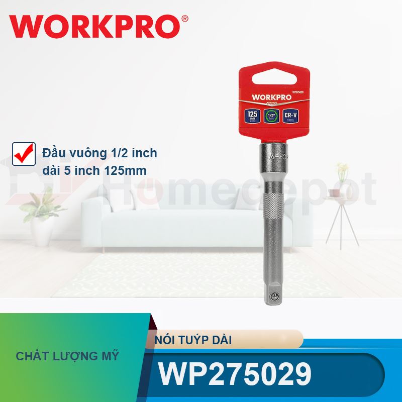 Nối tuýp dài có đầu vuông 1/2 inch dài 5 inch 125mm Workpro - WP275029