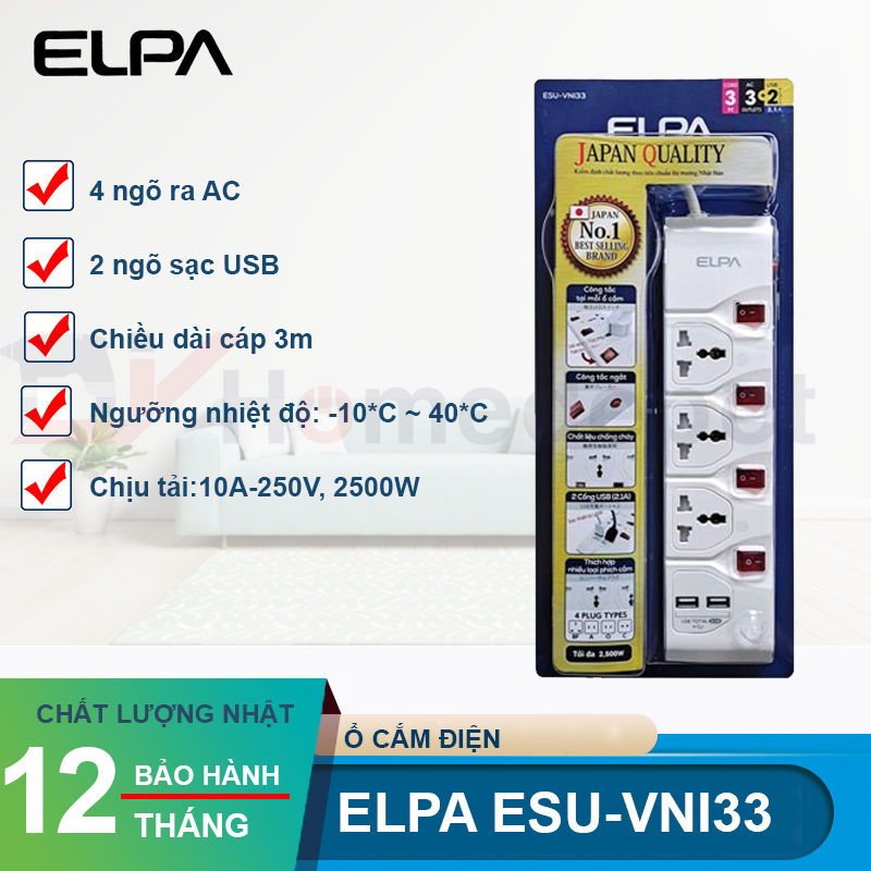 Ổ cắm điện Elpa ESU-VNI33