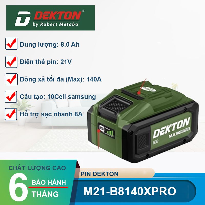 Pin Dekton 21V 8.0Ah M21-B8140XPRO