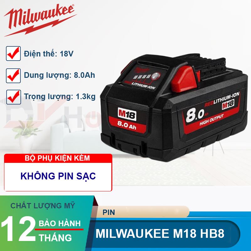 Pin Milwaukee M18 HB8 18V 8.0Ah
