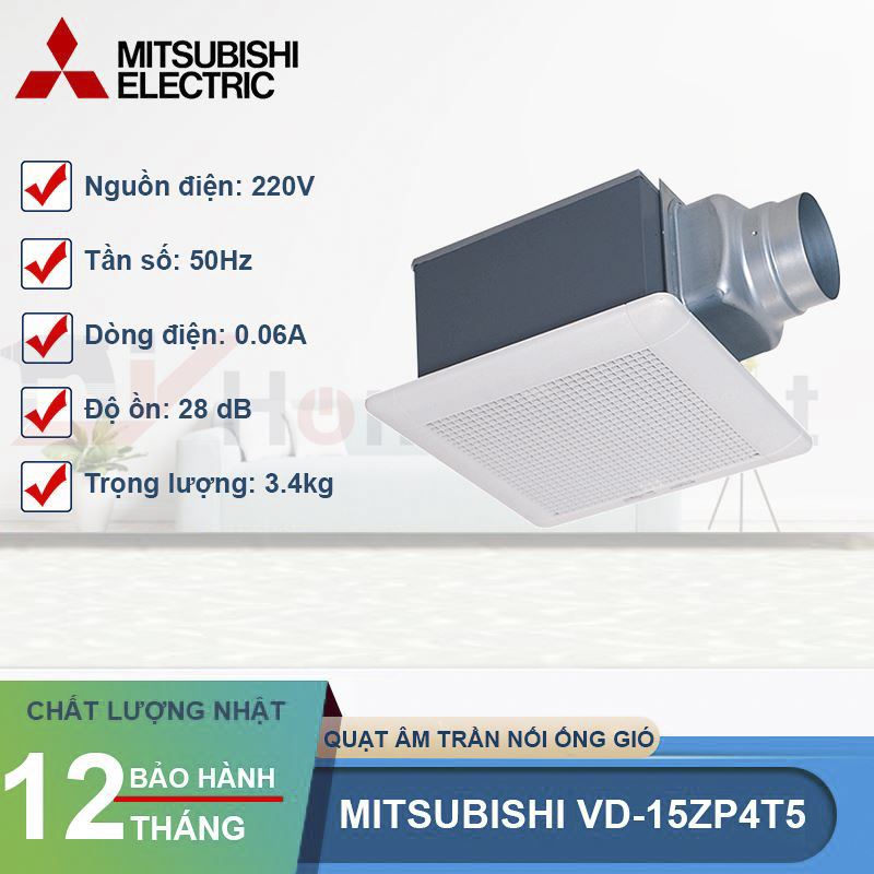 Quạt âm trần nối ống gió Mitsubishi VD-15ZP4T5