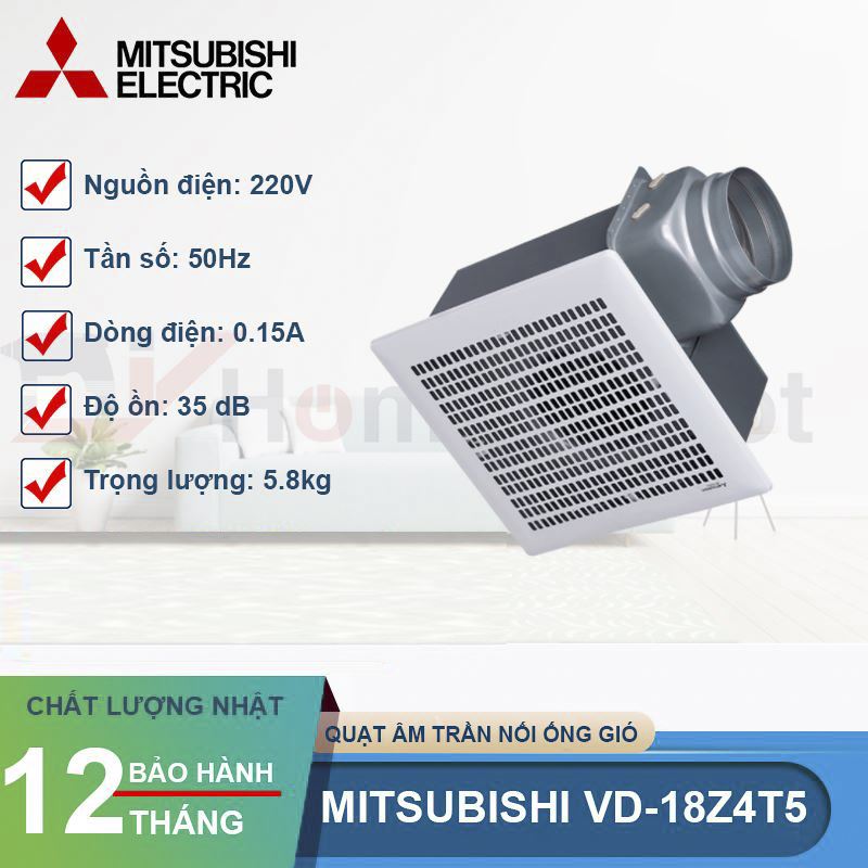 Quạt âm trần nối ống gió Mitsubishi VD-18Z4T5