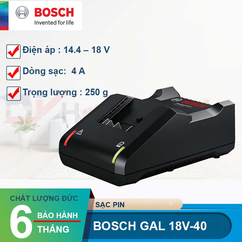 Sạc nhanh Bosch GAL 18V-40 (14.4V, 18V)
