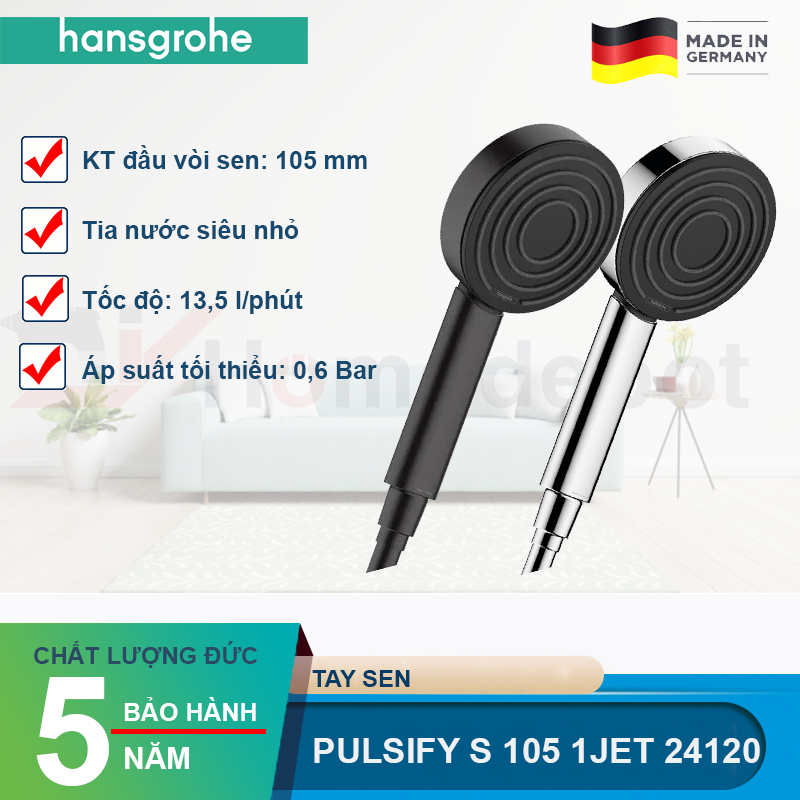 Tay sen HANSGROHE Pulsify S 105 1Jet 24120