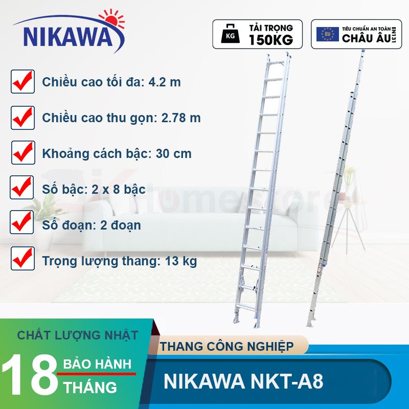 Thang nhôm 2 đoạn Nikawa NKT-A8