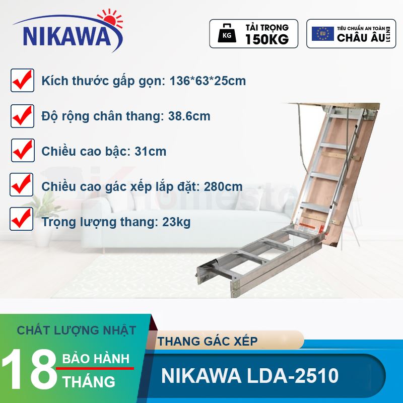 Thang nhôm gác xếp Nikawa LDA-2510