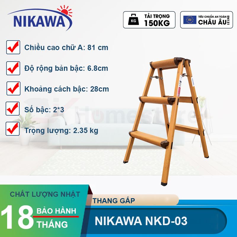 Thang nhôm gấp chữ A Nikawa NKD-03