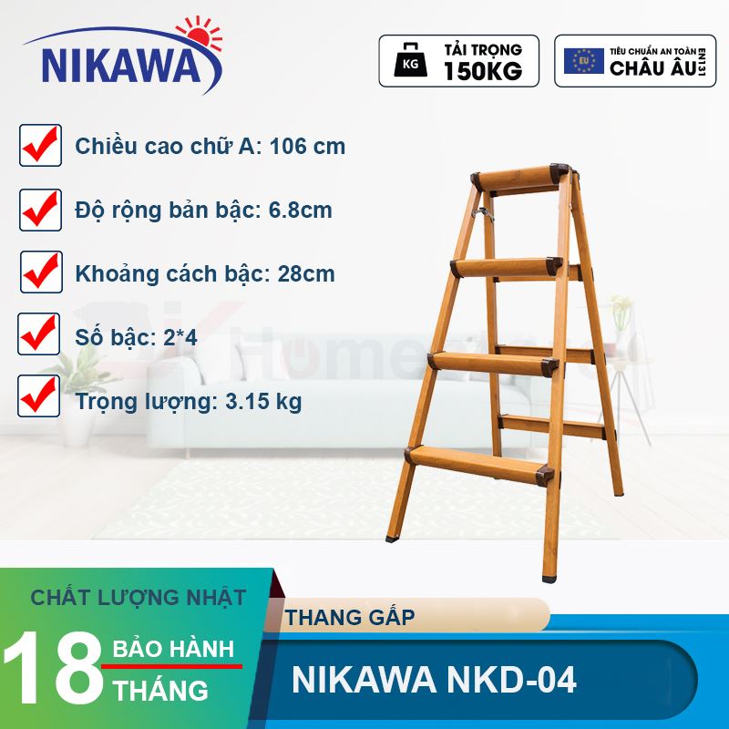 Thang nhôm gấp chữ A Nikawa NKD-04