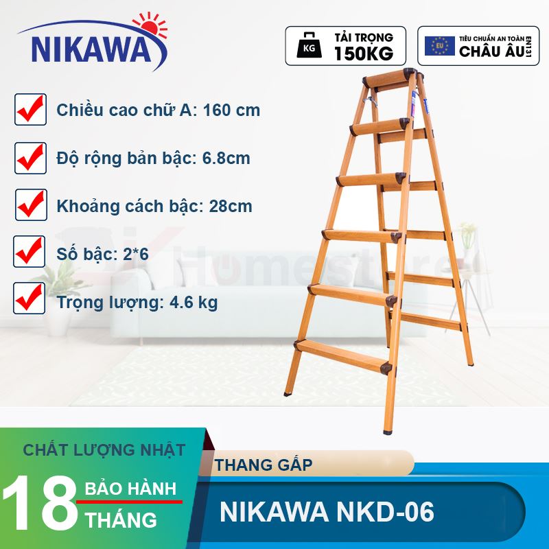 Thang nhôm gấp chữ A Nikawa NKD-06