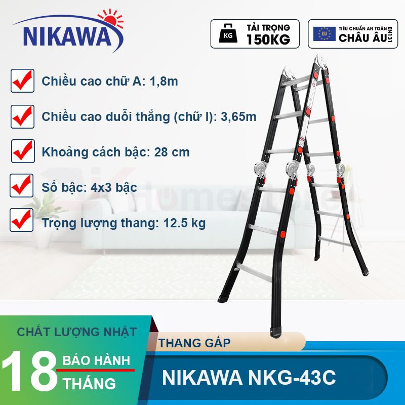 Thang nhôm gấp đoạn Nikawa NKG-43C