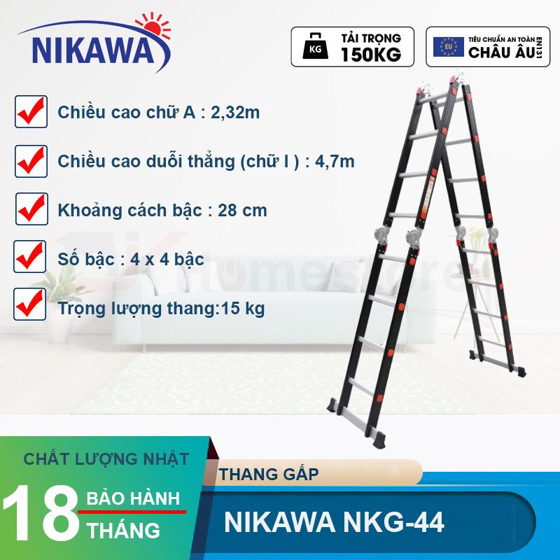 Thang nhôm gấp đoạn Nikawa NKG-44