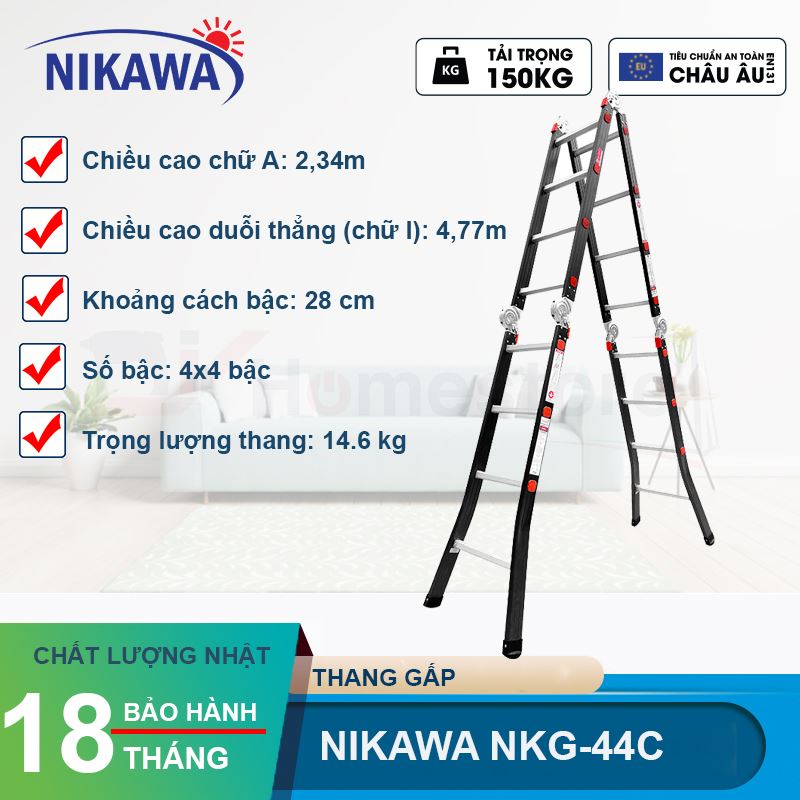 Thang nhôm gấp đoạn Nikawa NKG-44C