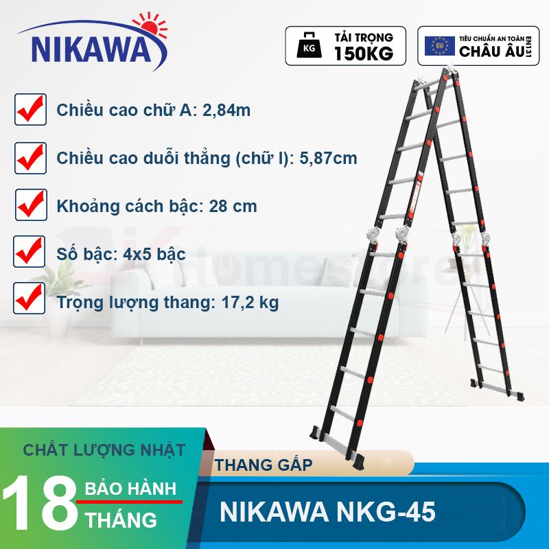 Thang nhôm gấp đoạn Nikawa NKG-45