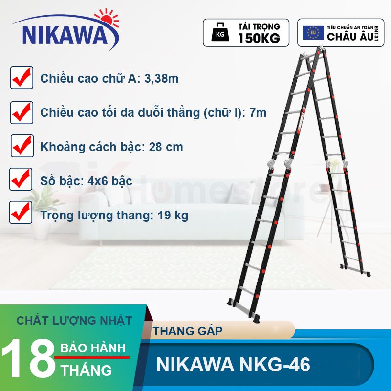 Thang nhôm gấp đoạn Nikawa NKG-46