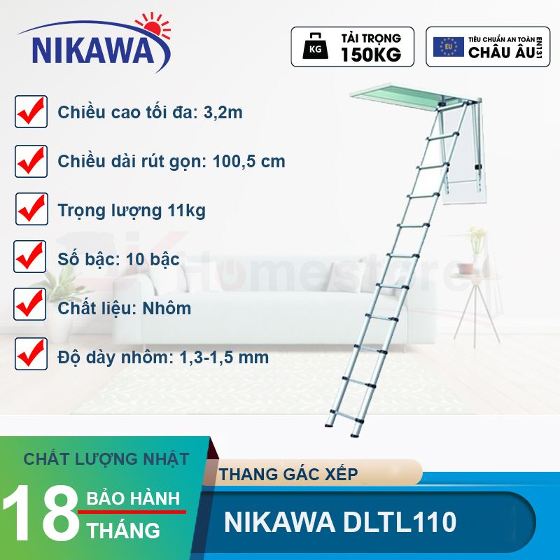 Thang nhôm gấp xếp Nikawa DLTL110