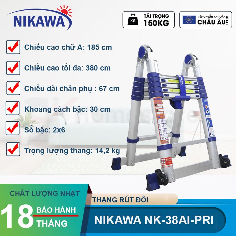 Thang nhôm rút đôi Nikawa NK-38AI-PRI