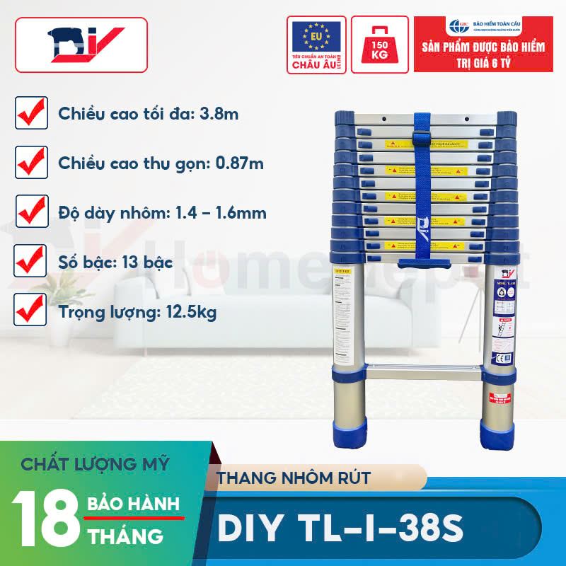 Thang nhôm rút đơn DIY TL-I-38S