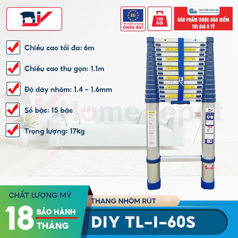 Thang nhôm rút đơn DIY TL-I-60S