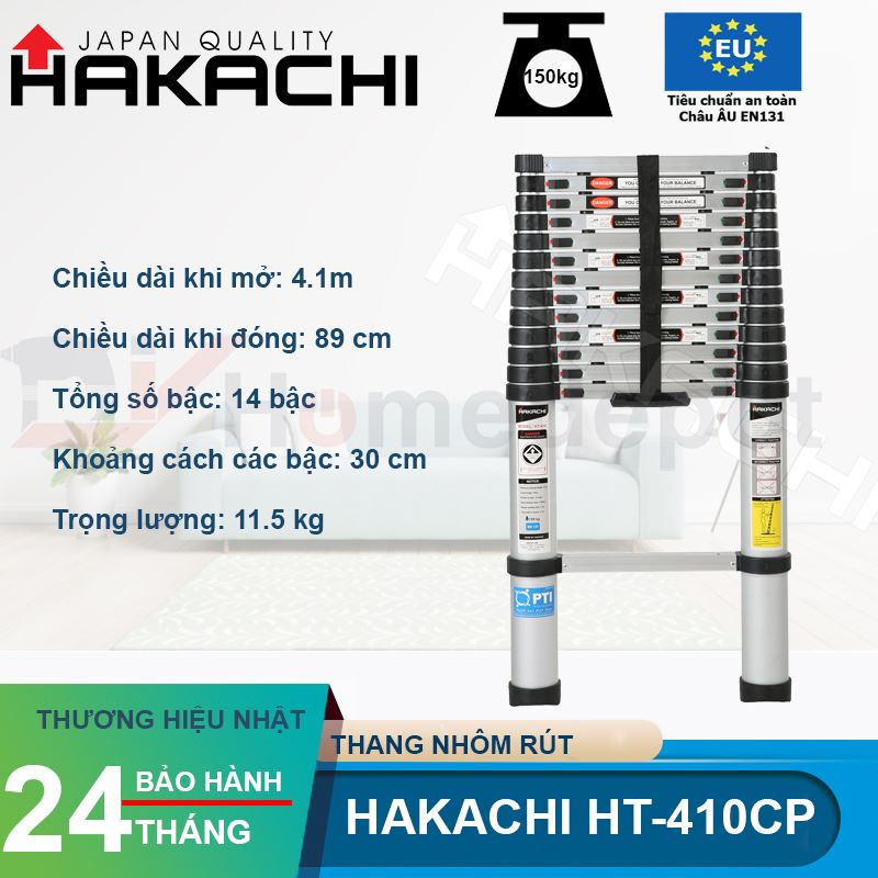 Thang nhôm rút đơn Hakachi HT-410CP