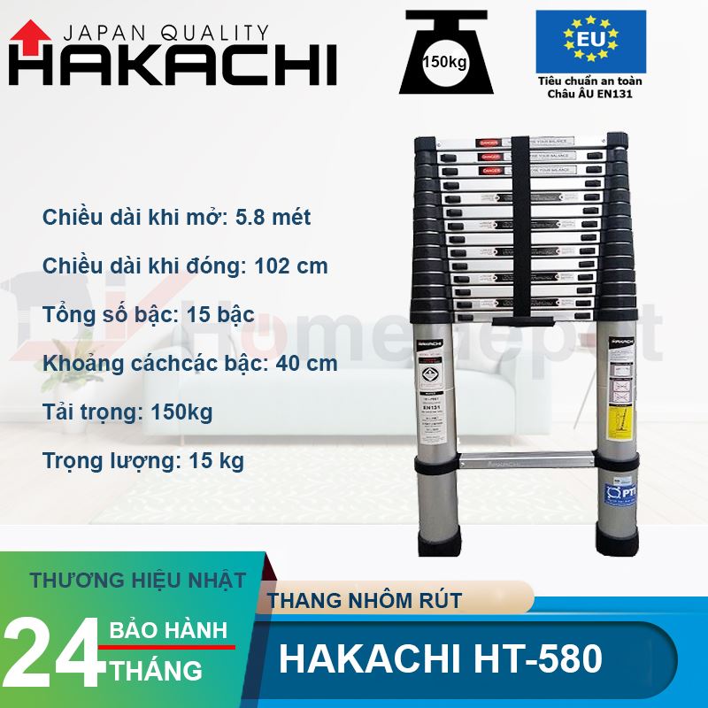 Thang Nhôm Rút Đơn Hakachi HT-580