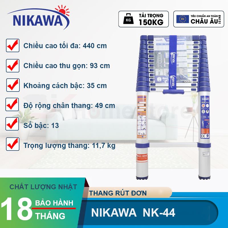 Thang nhôm rút đơn Nikawa NK-44