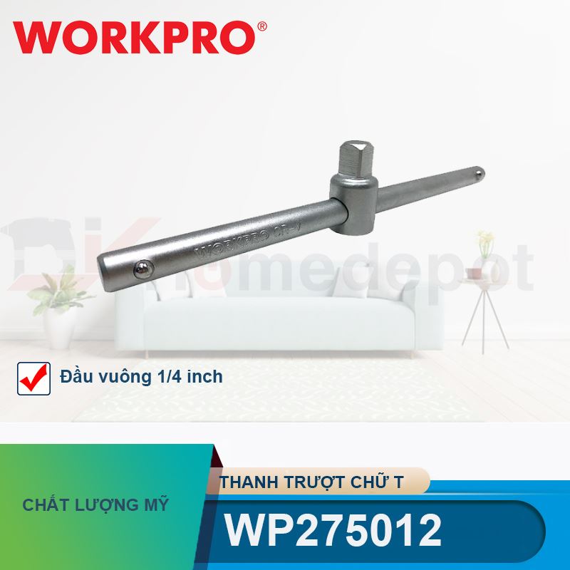 Thanh trượt chữ T có đầu vuông 1/4 inch Workpro - WP275012