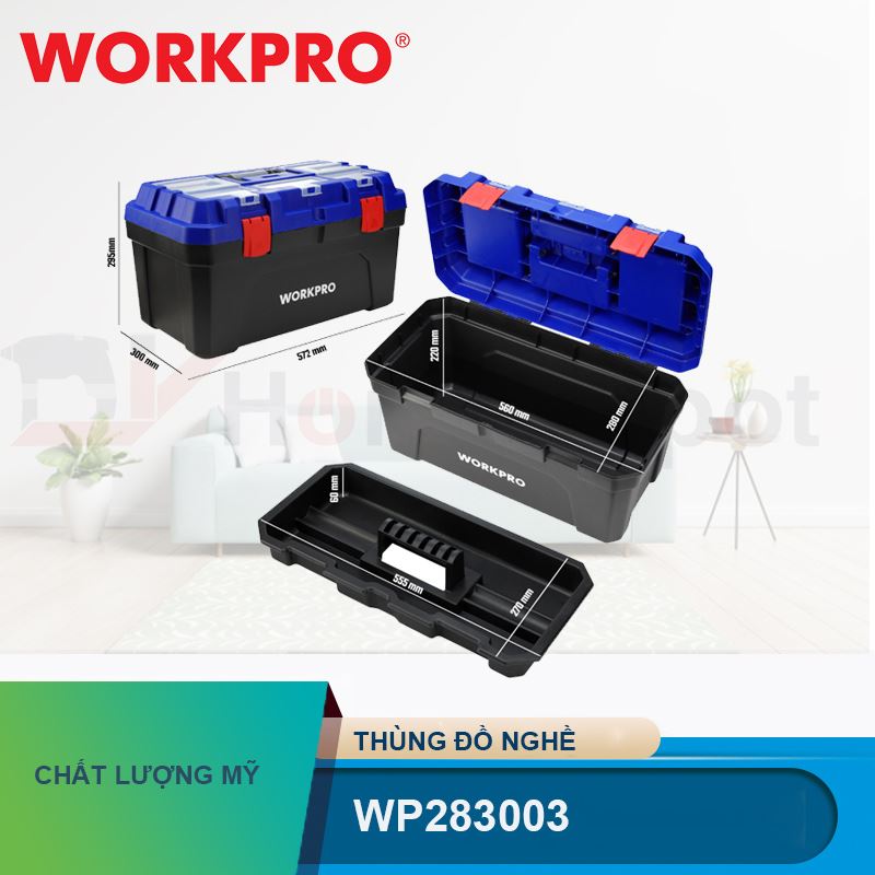 Thùng đồ nghề bằng nhựa, kích thước 22.5 inches Workpro - WP283003