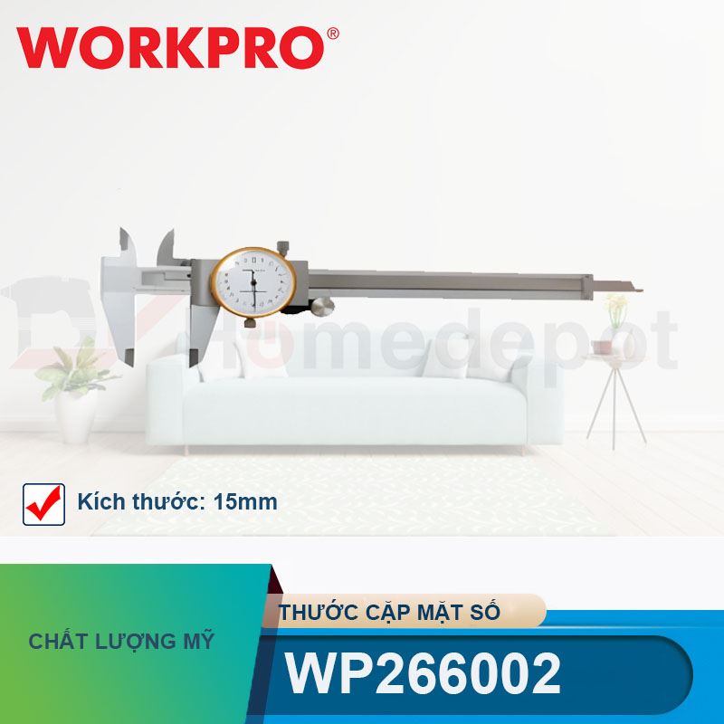 Thước cặp mặt số, kích thước 15mm Workpro - WP266002