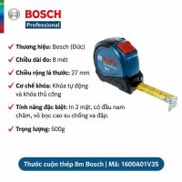 Thước Cuộn 8M Bosch 1600A01V3S: Bản Rộng 27mm, In 2 Mặt, Có Nam Châm